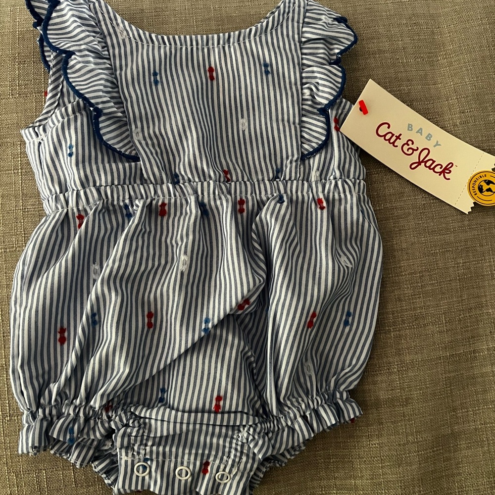 Cat & Jack Baby Romper with Blue and White Stripes